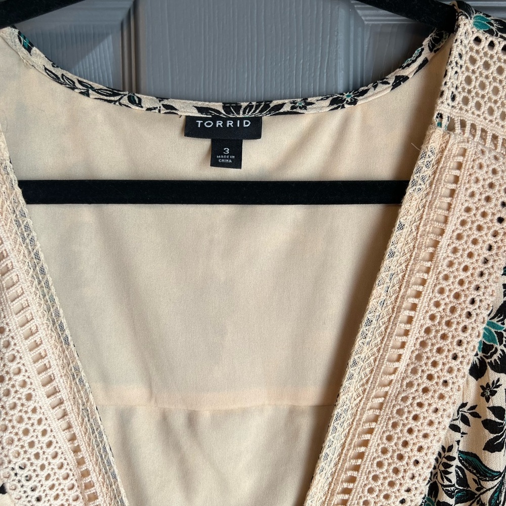 Torrid Mini Gauze Lace-Up Skater Dress - Picture 3 of 4